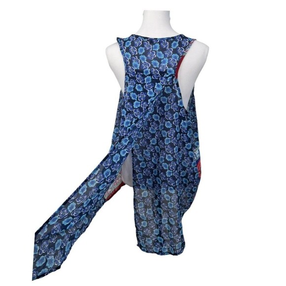 Speed Limit MPH Blouse Plus Size 2X Sheer Split Racer Back Over Top Floral Aztec - Picture 6 of 12